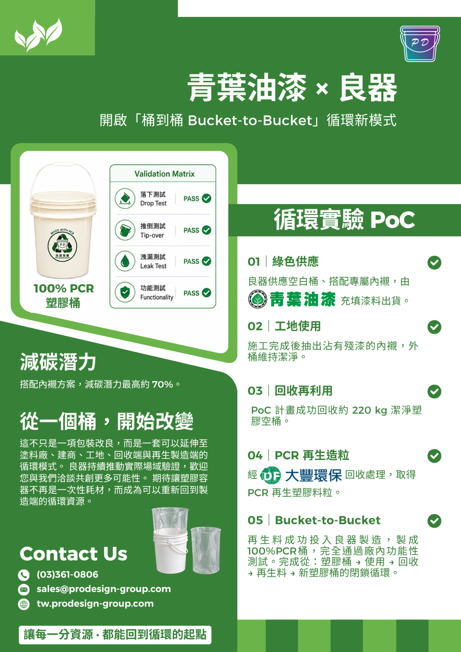 攜手青葉油漆「容器＋內襯」循環包裝 PoC 實證